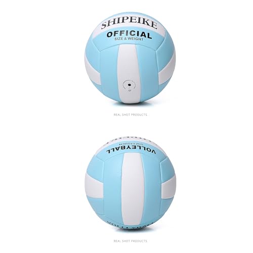 Light Blue Official Volleyball - Waterproof PU, Anti-Explosion, Indoor & Outdoor Play for Kids & Teens