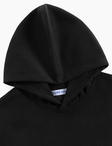 Unisex Black Medium Solid Boxy Pullover Hoodie for Women & Men - Oversized Y2K Casual Sweatshirt