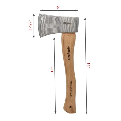 Heavy-Duty 21 Oz Hatchet Axe with Hickory Handle - Camping & Woodworking Tool