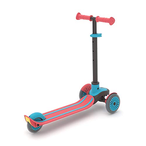 Chillafish Scotti 3-Wheel Lean-to-Steer Scooter with twintip Antislip Deck and Integrated Brake, Adjustable Height Handlebars, Comfy handgrips, for All Ages 3 and up, Red