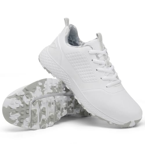 Ultiant Women’s Spikeless Waterproof Golf Shoes - White & Grey, Size 8.5