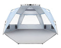 Instant Shader Enhanced Beach Tent - Sky Blue, 4-6 Person, UPF 50+ Sun Shelter with Extended Porch