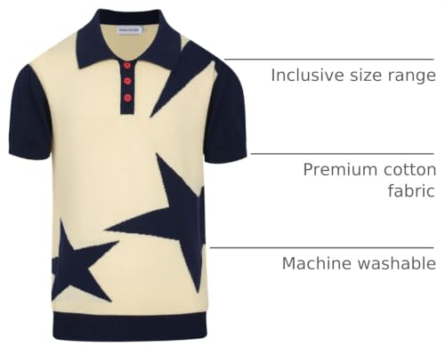 OXKNIT Men’s Knit Polo Shirt - Off-White Medium Short Sleeve Casual Golf T-Shirt
