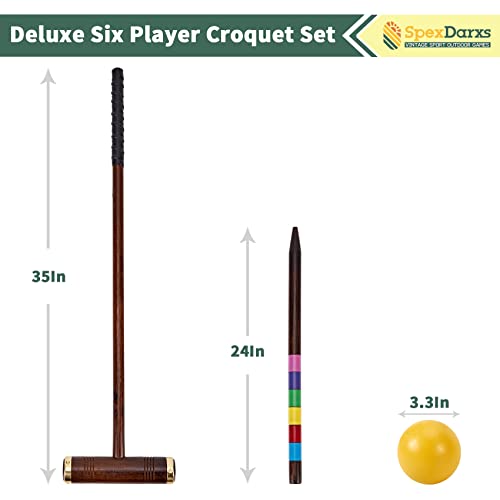 SpexDarxs 35-Inch 6-Player Croquet Set with Wooden Handles - Archaize Color