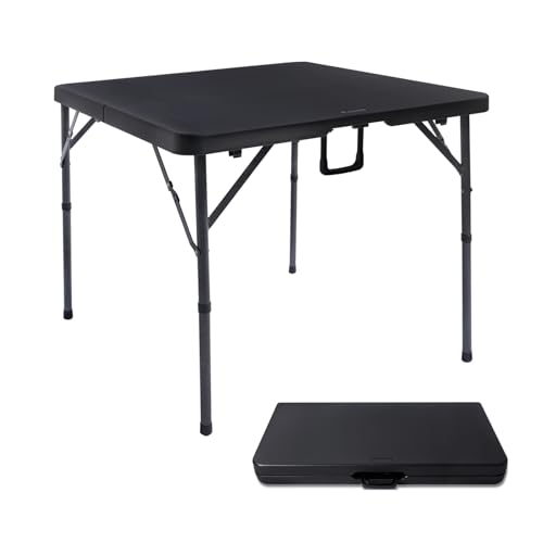 Dark Black 34-Inch Square Folding Card Table - Portable & Sturdy