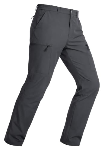 Men's Hiking Pants with 6 Pockets Water Resistant Ripstop Lightweight Quick Dry Dark Grey 34