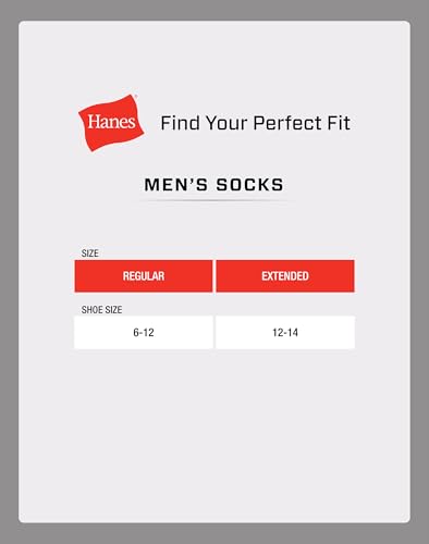 Hanes Men's Crew Socks Pack 6-12 Pairs White Athletic Cushioned Mesh