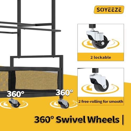SOYEEZE 5-Tier Sports Equipment Organizer Ball Storage Rack with Hooks