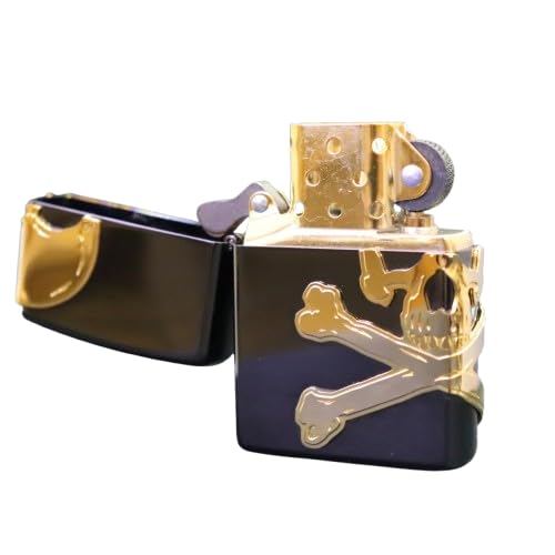 Zippo Refillable Metal Lighter with Skull Black Case Design