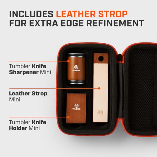 TUMBLER Mini Rolling Knife Sharpener Kit with Carrying Case & Leather Strop