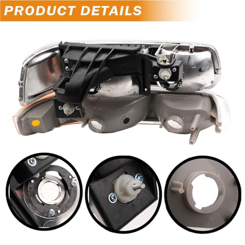 A&P Chrome Headlight Assembly for Chevrolet Tahoe Suburban Silverado 00-06