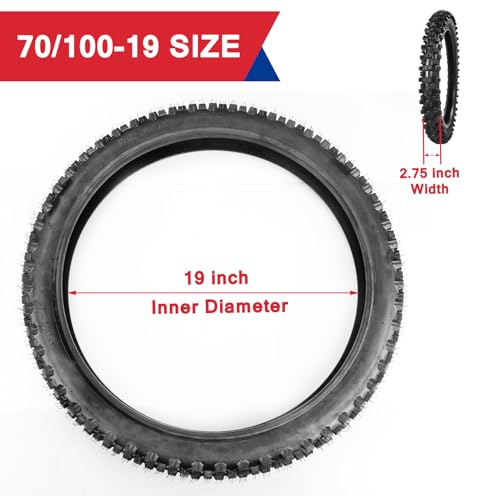 HOOUP 70/100-19 Off-Road Dirt Bike Tire with Inner Tube for 125cc-150cc Motocross