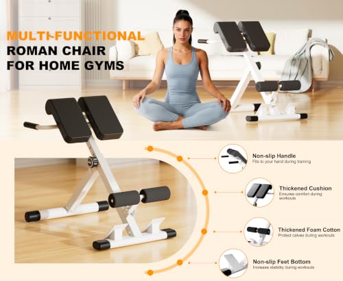 Adjustable Roman Chair for Back & Core Fitness - Silver