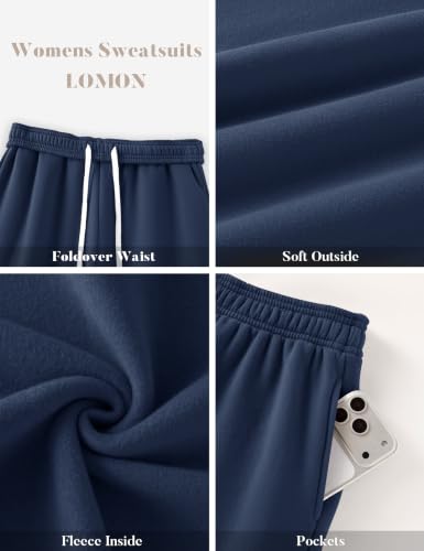 X-Large Navy Blue Sweat Lounge Sets for Women Matching Sweatsuits Fall Outfits
