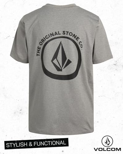 Volcom Boys Short Sleeve Rash Guard Surf Shirt UPF 50+ Quick Dry Heather Grey / 10-12