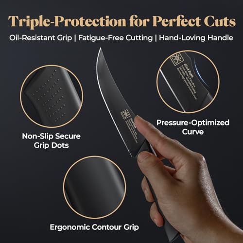 Set of 12 Non-Serrated Steak Knives - 4.7 Inch Dishwasher Safe Table Cutlery