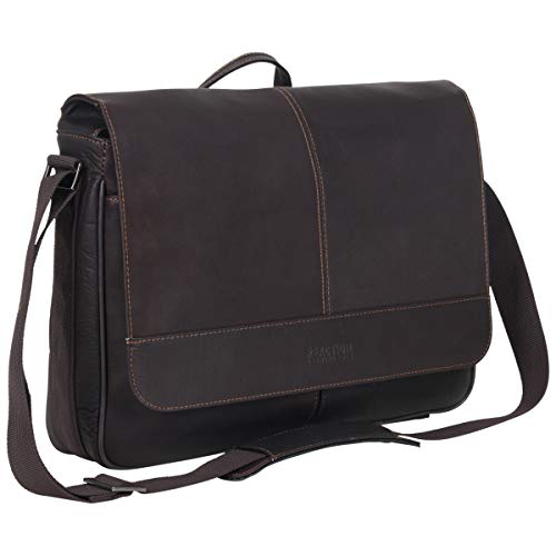 Kenneth Cole REACTION Colombian Leather Slim Business Messenger Bag Dark Brown
