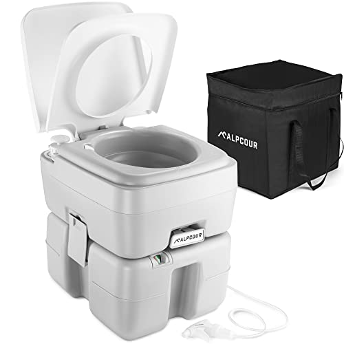 Alpcour 5.8 Gallon Portable Toilet with Pump Flush for Camping & RV