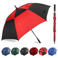 Golf Umbrella 54-72 Inch Windproof Waterproof Double Canopy Auto Open Black/Red 72 Inch