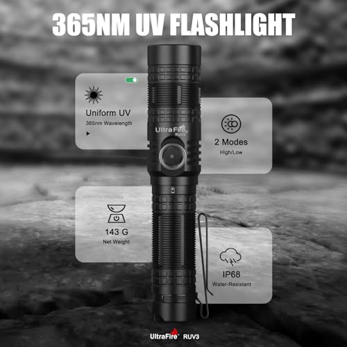 Rechargeable UV Flashlight 365nm for Deer Blood Tracking & Fluorescence Inspection