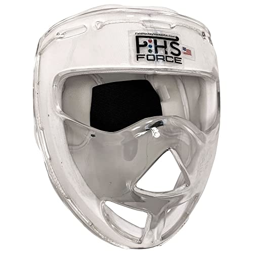 Senior White Field Hockey Face Mask - Transparent Penalty Corner Protection