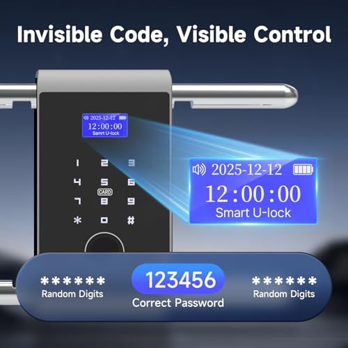 Heavy Duty Smart Padlock with Long Adjustable Shackle, App & Biometric Control