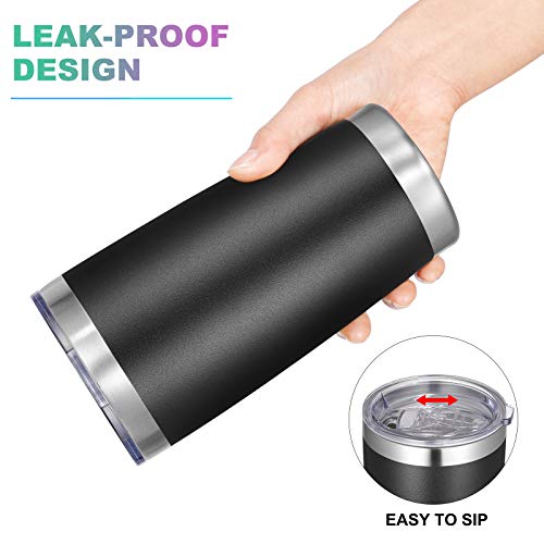 20oz Stainless Steel Travel Tumbler with Lid & Straw - Black, 12 Pack - Insulated Coffee Cups