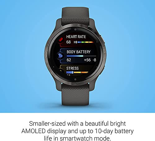 Smaller-Sized GPS Smartwatch with Health & Fitness Monitoring - Slate Bezel, Silicone Band