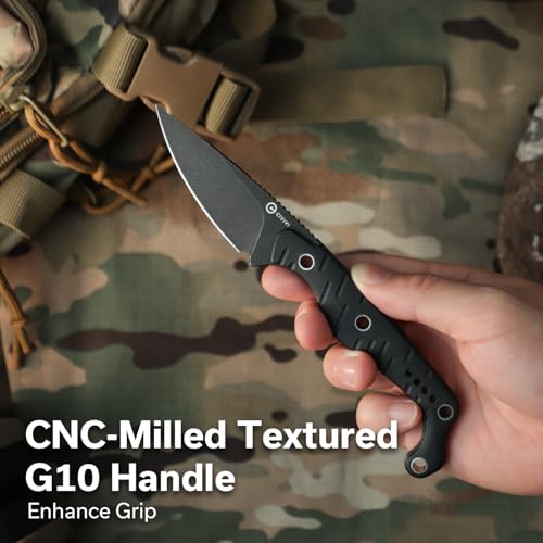 CIVIVI SOKN Fixed Blade Knife Black/Black Sheath 2.82" Nitro-V Steel Tactical Knife