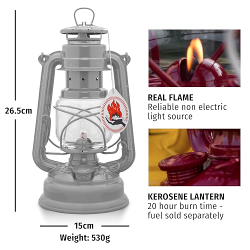 Feuerhand Blue Outdoor Kerosene Lantern - Weather-Resistant Hurricane Lamp for Camping & Patio, 10 Inches