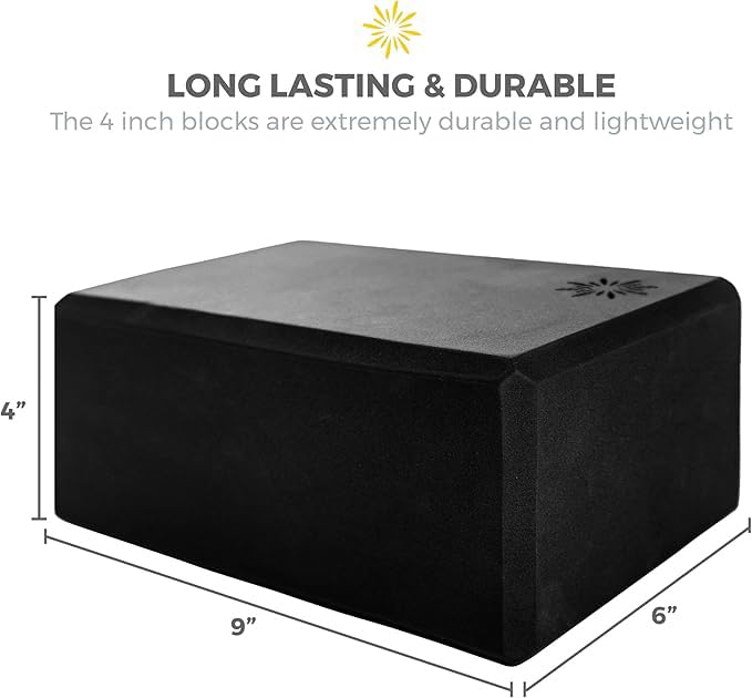 Black 4in Foam Yoga Blocks Bulk 10 Pack for Support & Flexibility