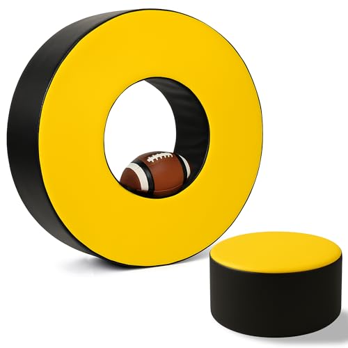 Yellow Football Tackle Wheel with Round Seat Pad - Youth & Adult Practice Equipment 28x8"