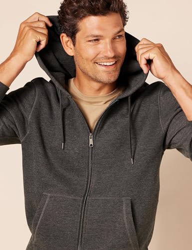 Men's Full-Zip Fleece Hoodie Sweatshirt - Medium Charcoal Heather