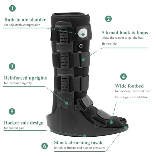 Jewlri Air Walking Boot Tall Fracture Support for Broken Foot, Medium