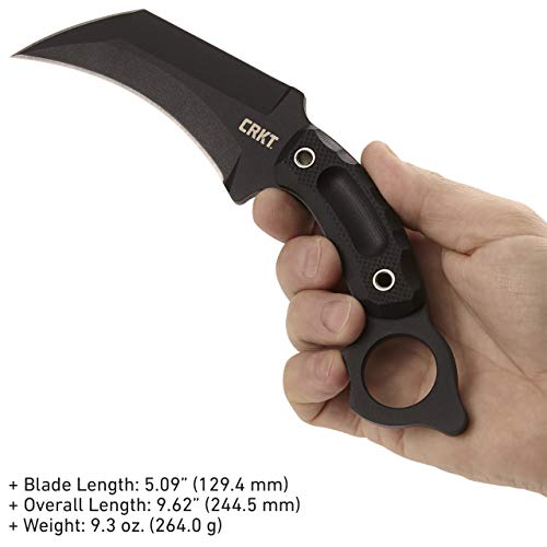 CRKT Du Hoc Fixed Blade Knife with Sheath - Tactical Karambit, Black, 2630