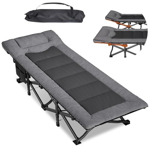 Mopaicot Adjustable Camping Cot for Adults - Foldable Bed with Headrest