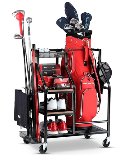 Golf Bag Storage Organizer with Wheels - Garage & Closet Stand (1) - FHXZH