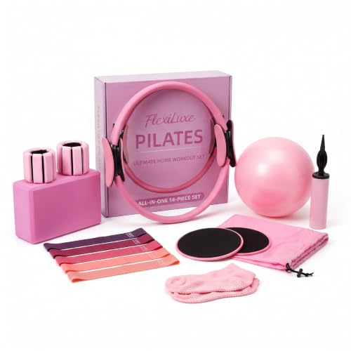 14-Piece Pink Pilates Equipment Set for Home Workout & Fitness