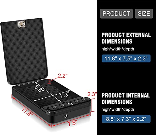 Biometric Gun Safe for Pistols with Fingerprint, Firearm Lock Box - Variation of Fingerprint Version