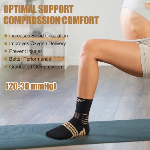 Professional Copper Compression Socks for Men & Women - Medium/High Copper 20-30 mmHg