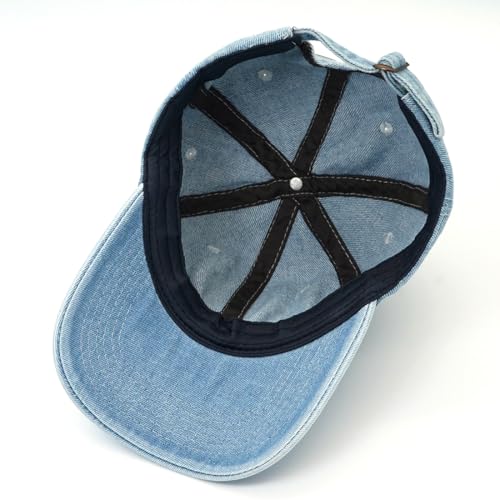 Blue Adjustable Baseball Cap for Men Women Classic Strapback Sun Hat