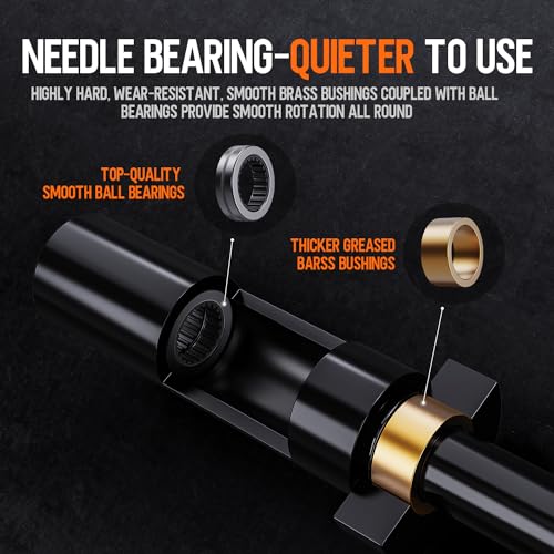 Olympic EZ Curl Barbell Bar 47-Inch Black Chrome for 2-Inch Plates with Collars