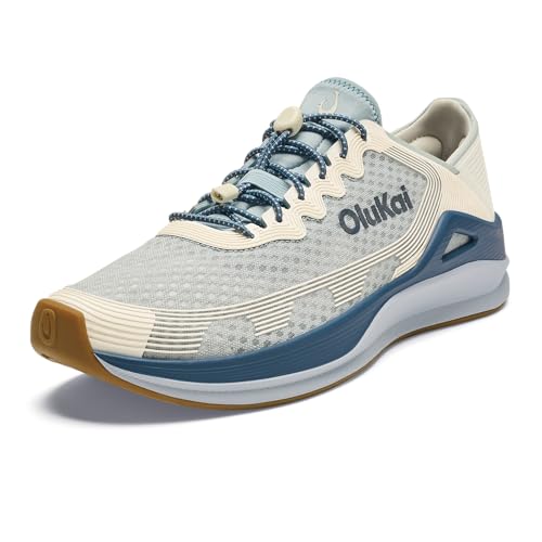 OluKai 'Ahi Men's Water Shoes Blue Pearl/White Sand 10.5 Quick-Drying Marine Sneakers