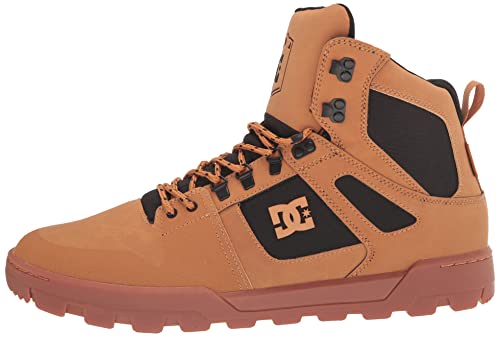DC Men's Pure High-Top Water Resistant Boot Skate Shoe WHEAT/BLACK 8