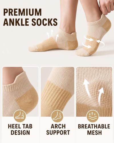 Colorful Ankle Socks for Women - 6 Pairs No Show Cotton Socks