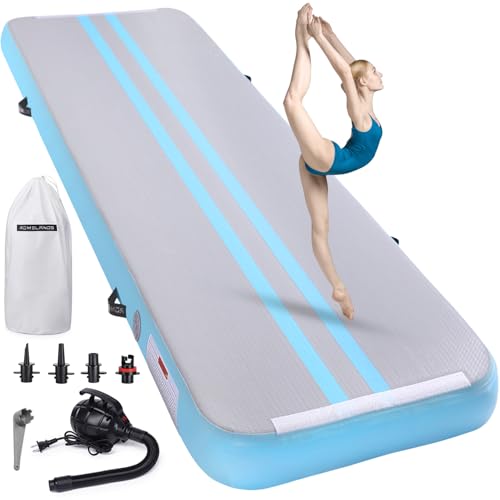 ROMELANDS Mint Green Inflatable Air Gymnastics Tumble Track Mat 10ft with Electric Pump