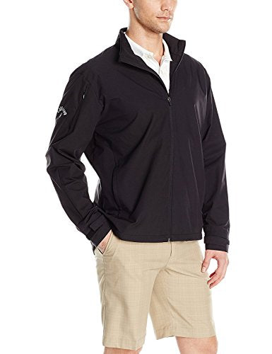 Men's Long Sleeve Windproof Water-Resistant Jacket - Black, Medium
