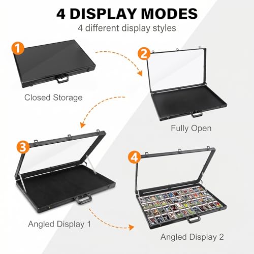Large Aluminum Trade Show Display Case 34x22 Inches with Lock Black - Portable Collectibles & Sports Cards