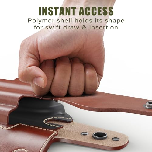 Tan Leather Hybrid OWB Holster for Glock 19X/23/32/44/45 - Right Hand