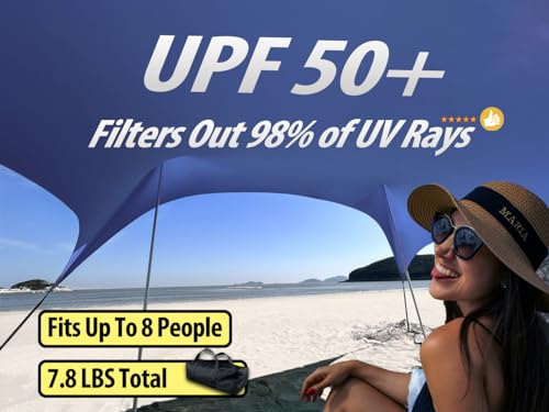 Bestset Royal Blue 10x10ft UPF50+ Beach Tent Sun Shelter with 2 Poles